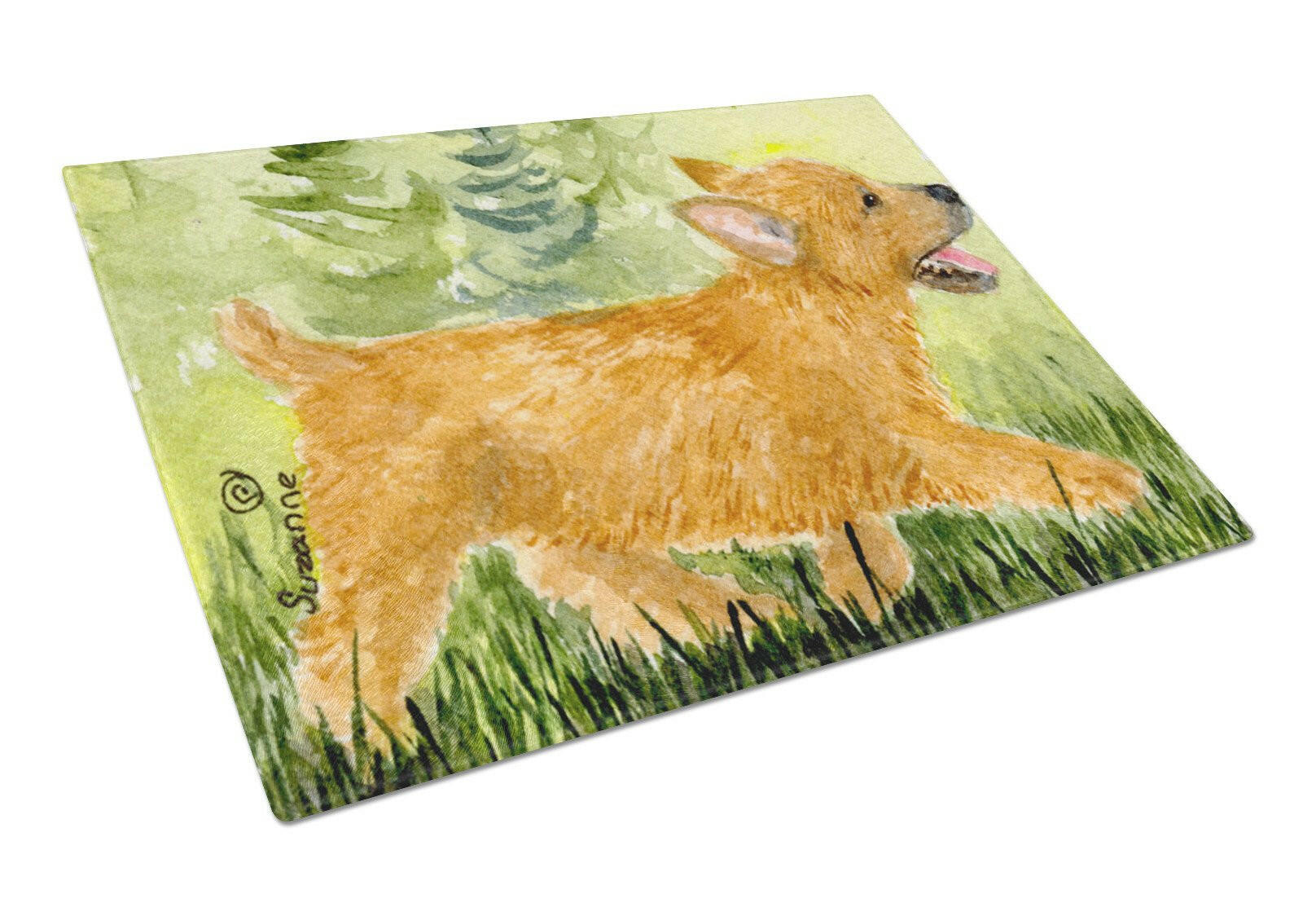 Norwich Terrier Cutting Board Tempered Glass Kitchen Cutting Surface, Heat Resistant Chopping, Non-Slip Feet, Food Prep & Serving