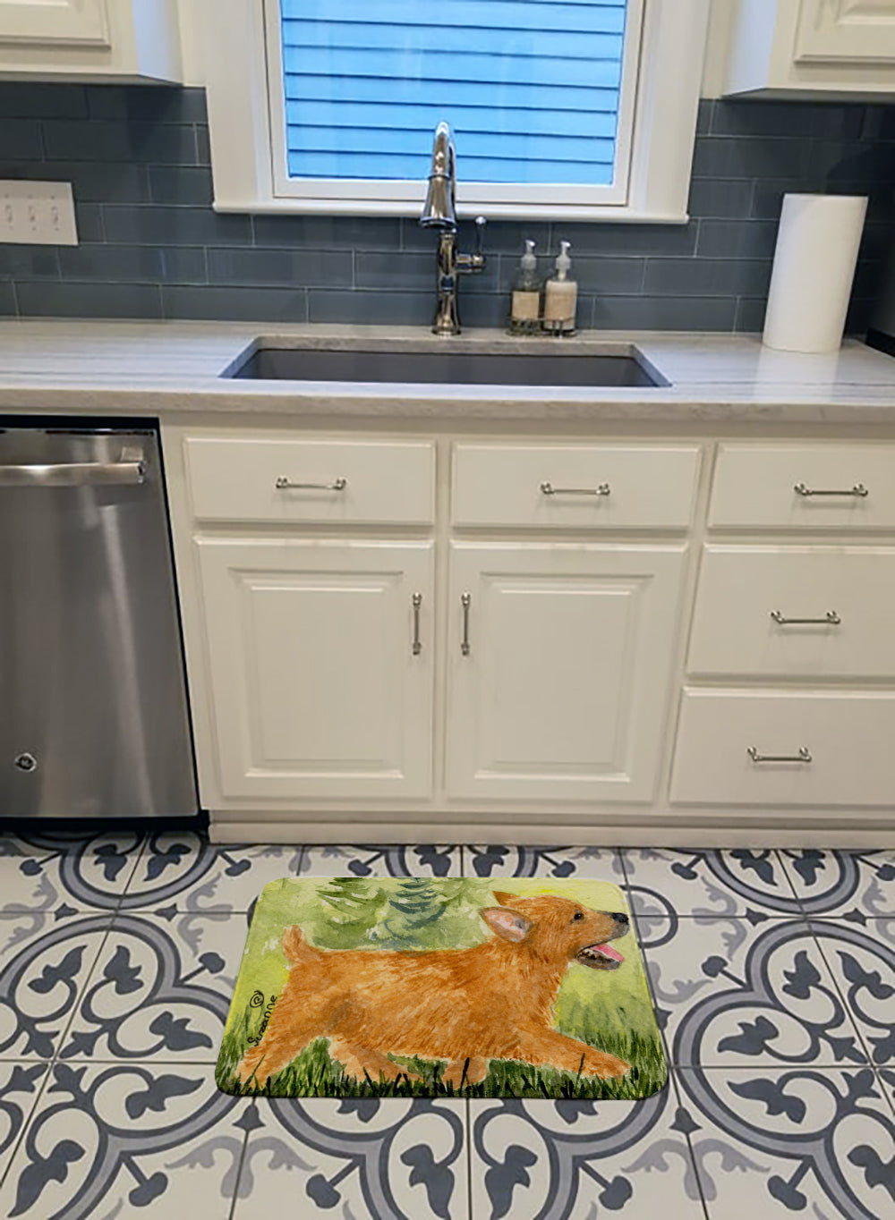 Norwich Terrier Memory Foam Kitchen Mat Machine Washable Anti-Fatigue Cushion Comfort Bath or Kitchen Rug