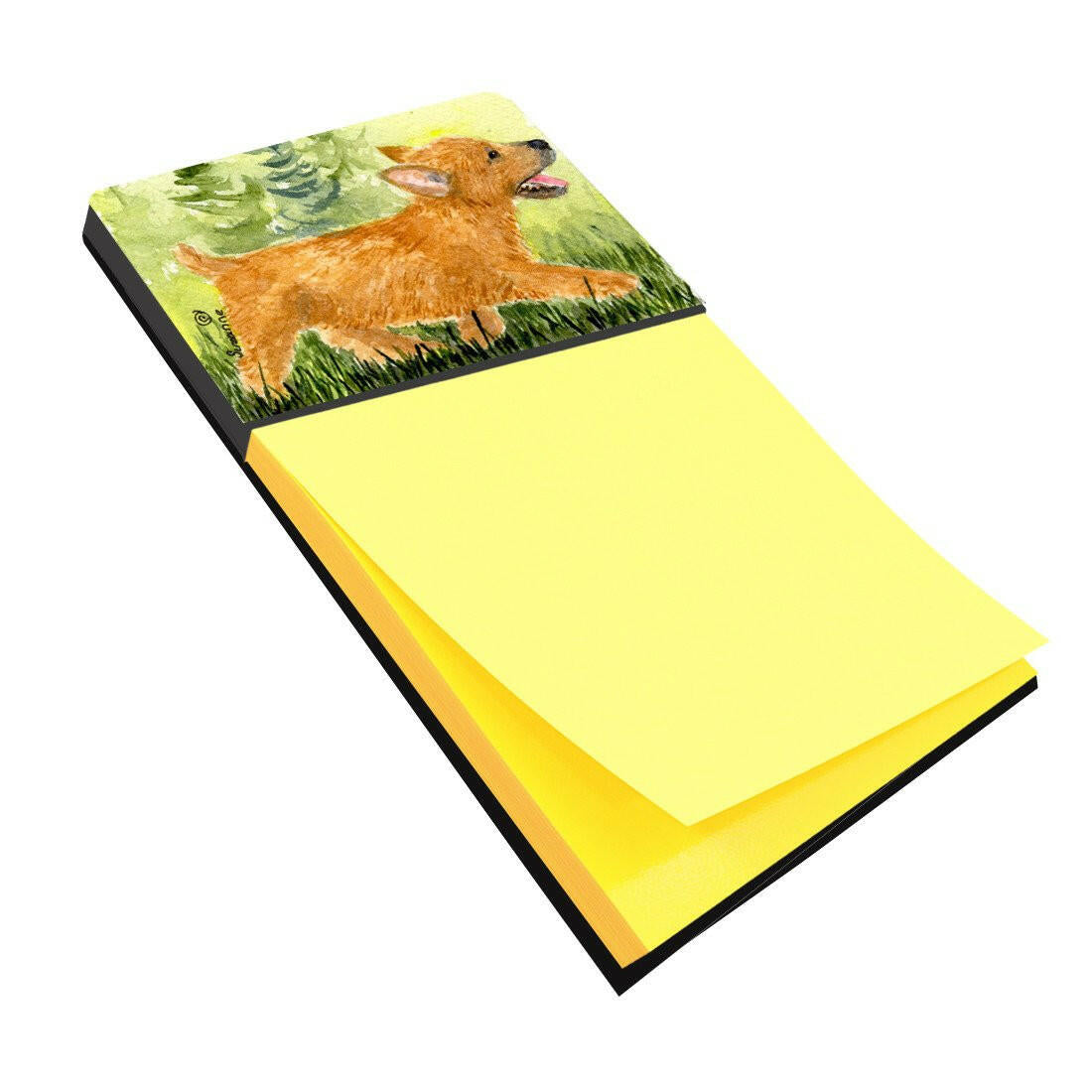 Norwich Terrier Watercolor Sticky Note Holder Refillable Dispenser Desk Accessory 3x3 Pad Gift