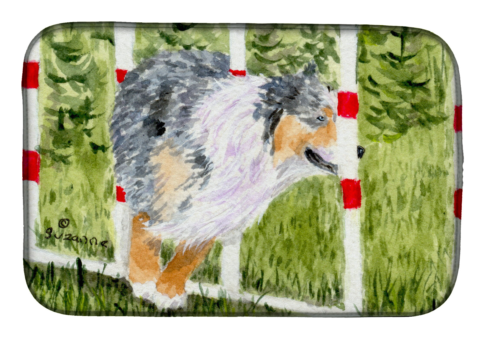 Australian Shepherd Dish Drying Mat Absorbent Dish Drying Mat Pad for Kitchen Counter Dish Drainer Mat for Countertop, 14 x 21", Multicolor
