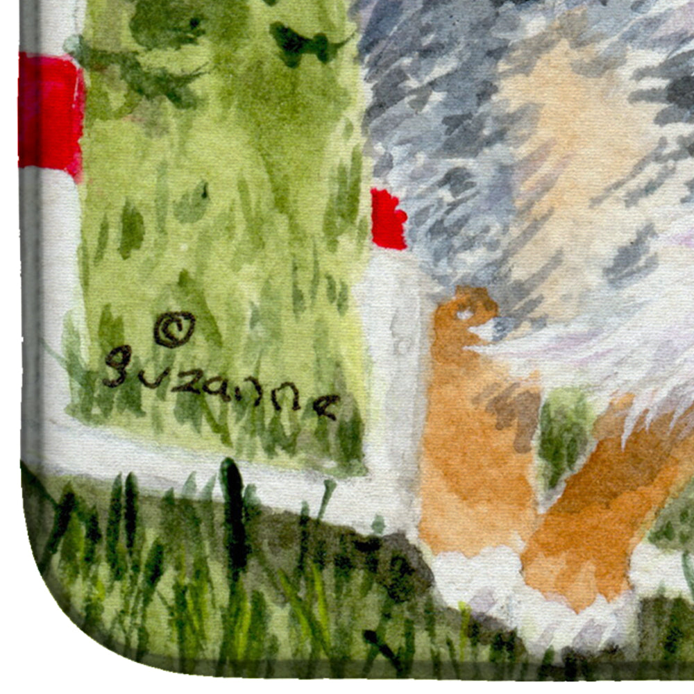 Australian Shepherd Dish Drying Mat Absorbent Dish Drying Mat Pad for Kitchen Counter Dish Drainer Mat for Countertop, 14 x 21", Multicolor
