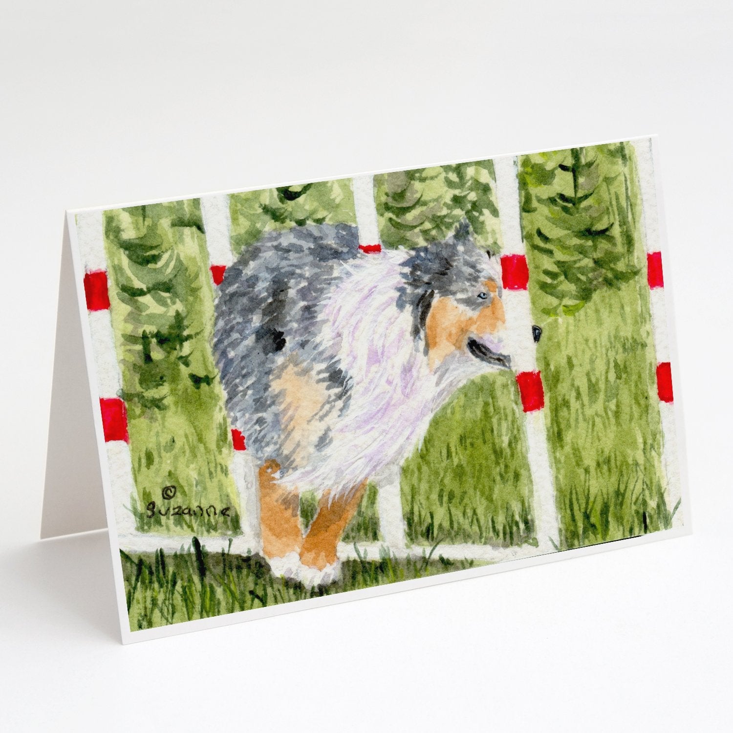 Australian Shepherd Greeting Cards Pack of 8 Blank Cards with Envelopes Whimsical A7 Size 5x7