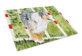 Australian Shepherd Cutting Board Tempered Glass Kitchen Cutting Surface, Heat Resistant Chopping, Non-Slip Feet, Food Prep & Serving
