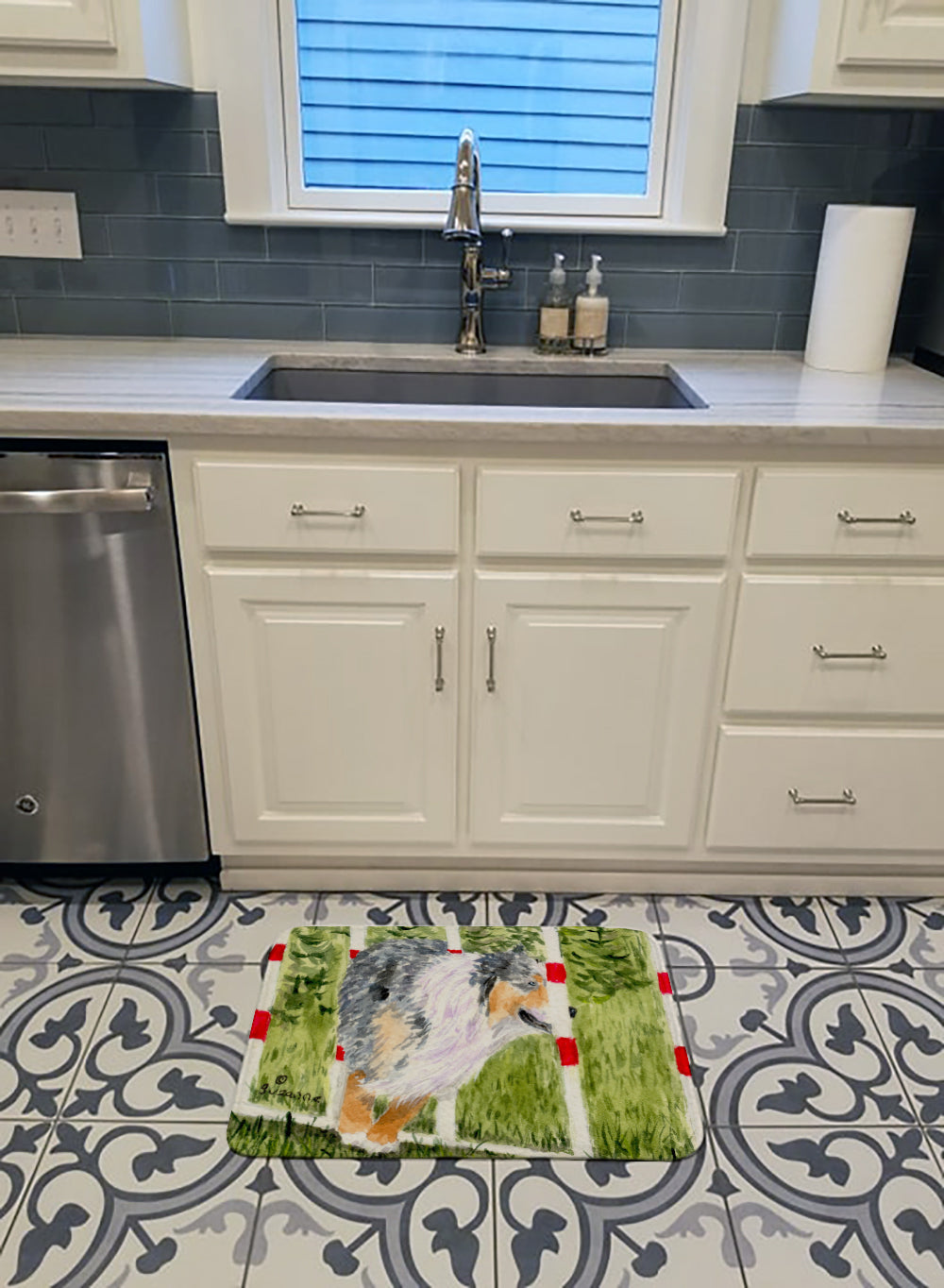 Australian Shepherd Memory Foam Kitchen Mat Machine Washable Anti-Fatigue Cushion Comfort Bath or Kitchen Rug