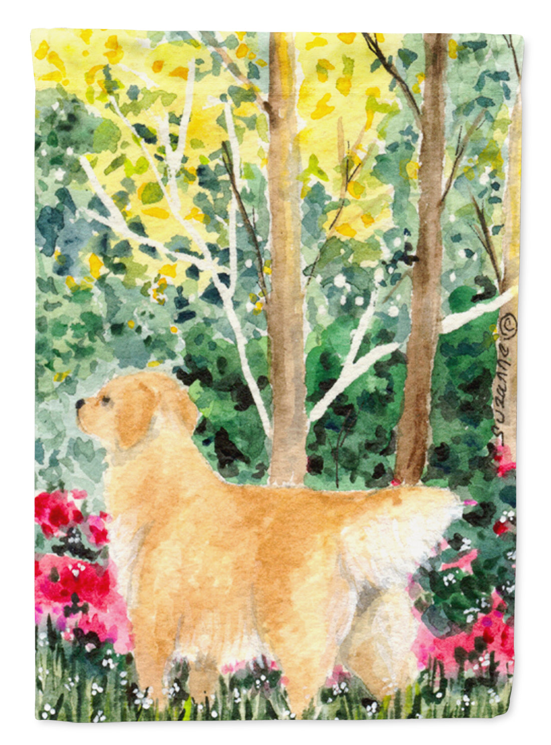 Golden Retriever House Flag 28x40 Porch Sleeve Pole Decorative Outside Yard Banner Artwork Wall Hanging, Polyester