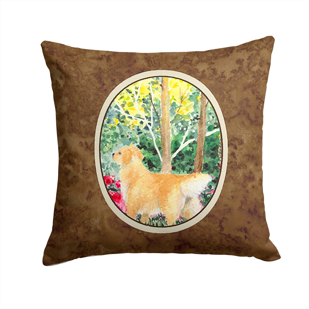 Golden Retriever Decorative Throw Pillow 14x14 Indoor Outdoor Accent Cushion, Fabric Cover with Insert for Sofa, Bed, Porch & Living Room
