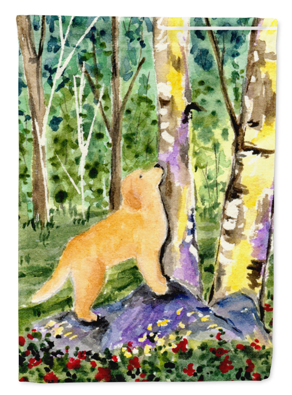 Golden Retriever House Flag 28x40 Porch Sleeve Pole Decorative Outside Yard Banner Artwork Wall Hanging, Polyester