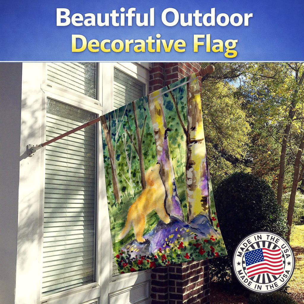 Golden Retriever House Flag 28x40 Porch Sleeve Pole Decorative Outside Yard Banner Artwork Wall Hanging, Polyester