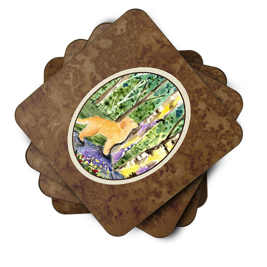 Golden Retriever Foam Coasters Set of 4 Cup Coasters for Indoor Outdoor, Tabletop Protection, Anti Slip, Mouse pad Material