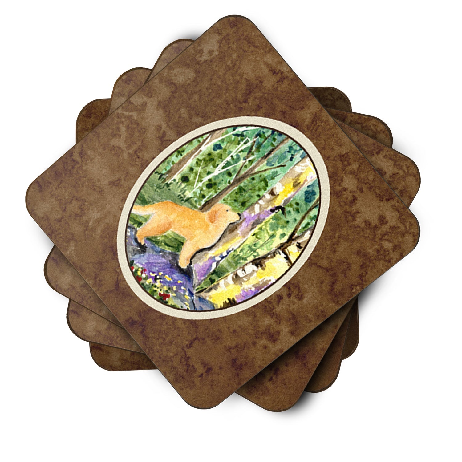 Golden Retriever Foam Coasters Set of 4 Cup Coasters for Indoor Outdoor, Tabletop Protection, Anti Slip, Mouse pad Material