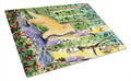 Golden Retriever Cutting Board Tempered Glass Kitchen Cutting Surface, Heat Resistant Chopping, Non-Slip Feet, Food Prep & Serving