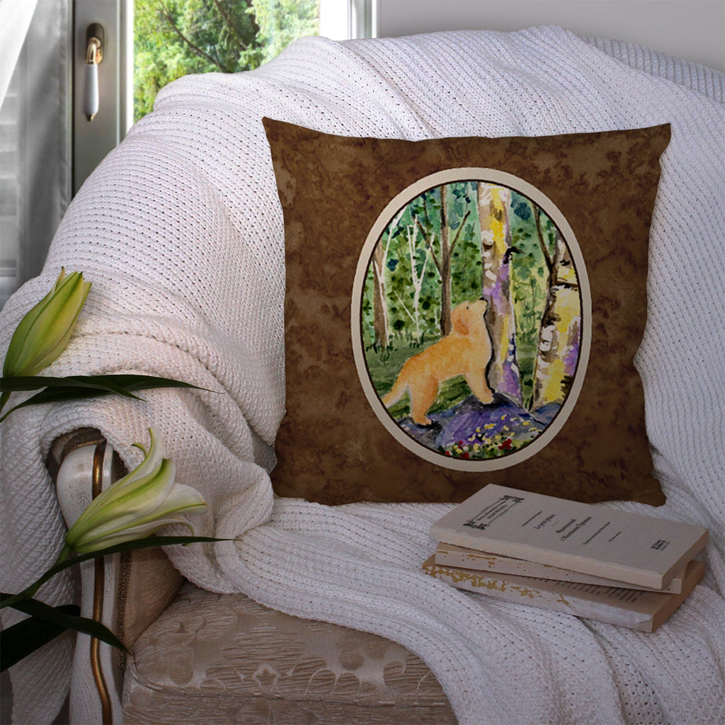 Golden Retriever Decorative Throw Pillow 14x14 Indoor Outdoor Accent Cushion, Fabric Cover with Insert for Sofa, Bed, Porch & Living Room