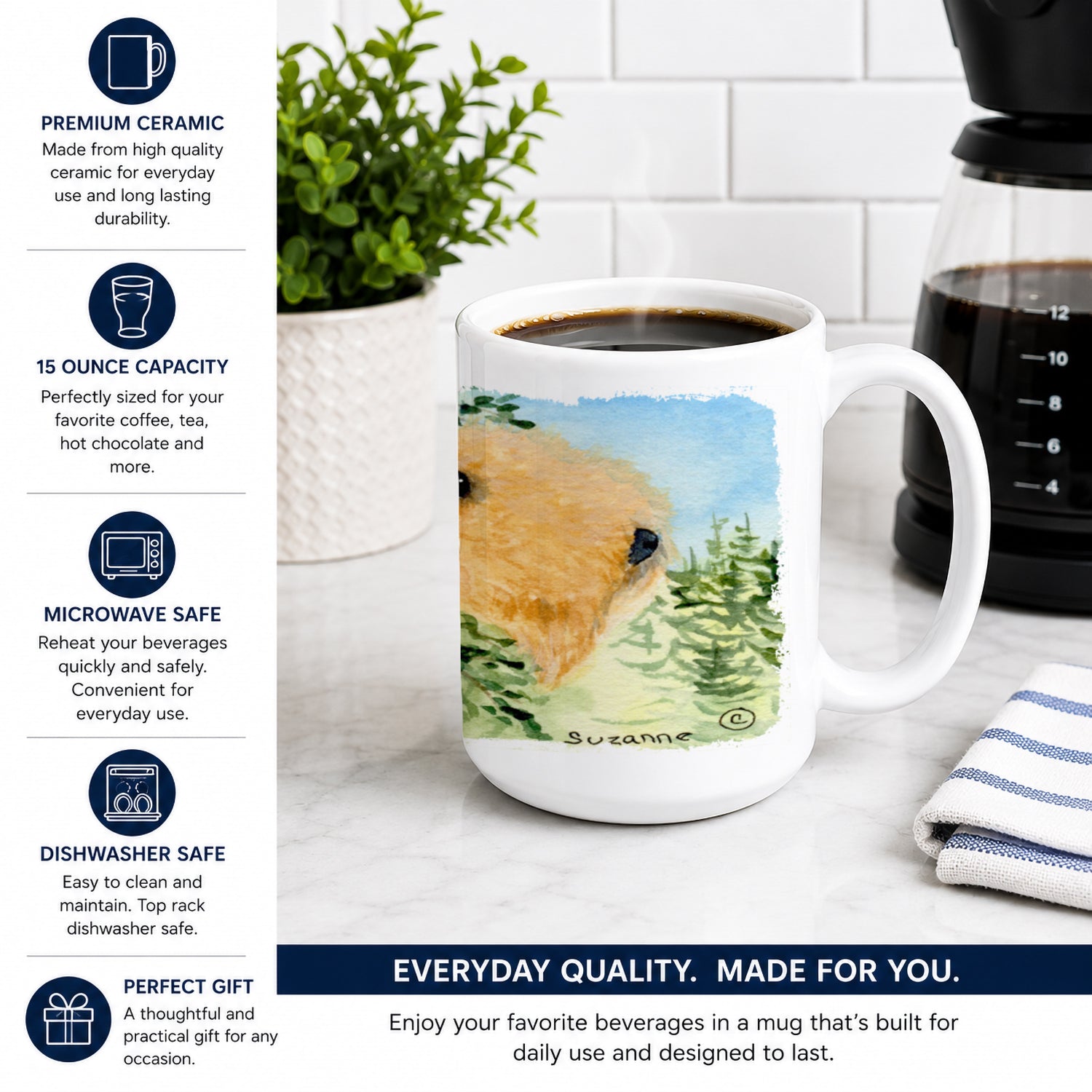Lakeland Terrier Ceramic Coffee Mug 15 oz Decorative Large C Handle Mug Cup for Tea, Cocoa Hot Chocolate
