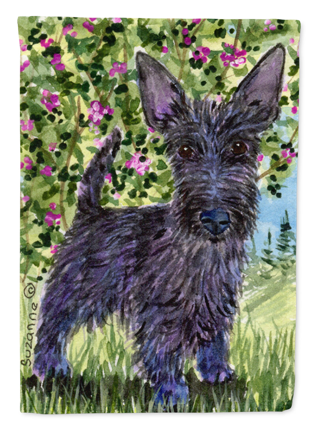 Scottish Terrier House Flag 28x40 Porch Sleeve Pole Decorative Outside Yard Banner Artwork Wall Hanging, Polyester