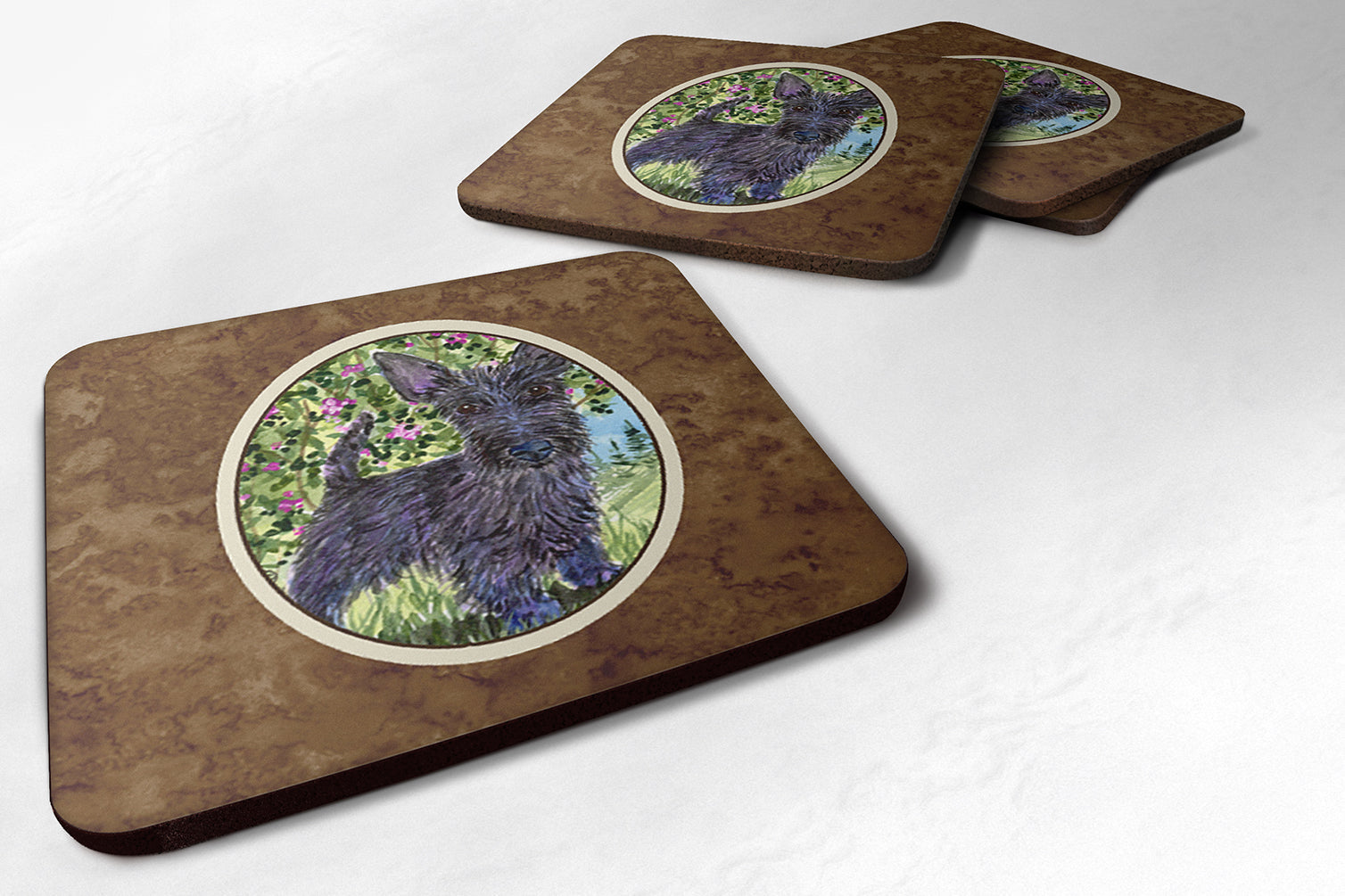 Scottish Terrier Foam Coasters Set of 4 Cup Coasters for Indoor Outdoor, Tabletop Protection, Anti Slip, Mouse pad Material