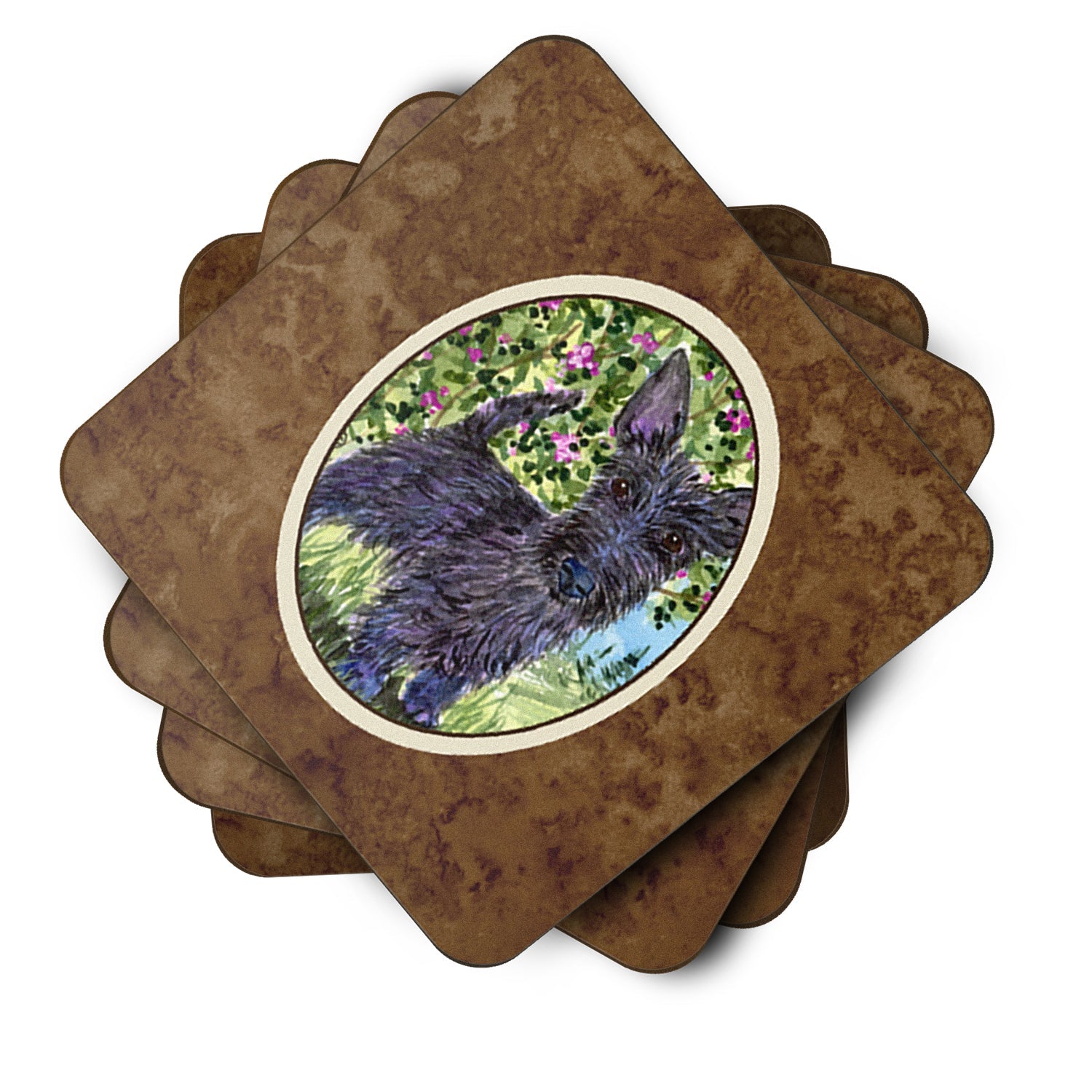 Scottish Terrier Foam Coasters Set of 4 Cup Coasters for Indoor Outdoor, Tabletop Protection, Anti Slip, Mouse pad Material