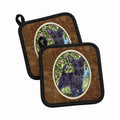 Scottish Terrier Pot Holder Set of 2 Heat Resistant Quilted Hot Pads 7.5 x 7.5 Inch, Insulated Kitchen Trivets for Cooking & Baking