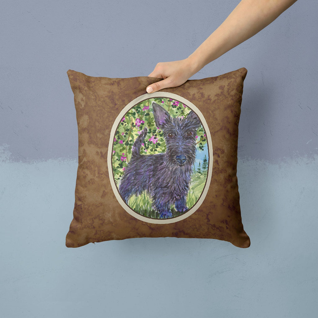 Scottish Terrier Decorative Throw Pillow 14x14 Indoor Outdoor Accent Cushion, Fabric Cover with Insert for Sofa, Bed, Porch & Living Room