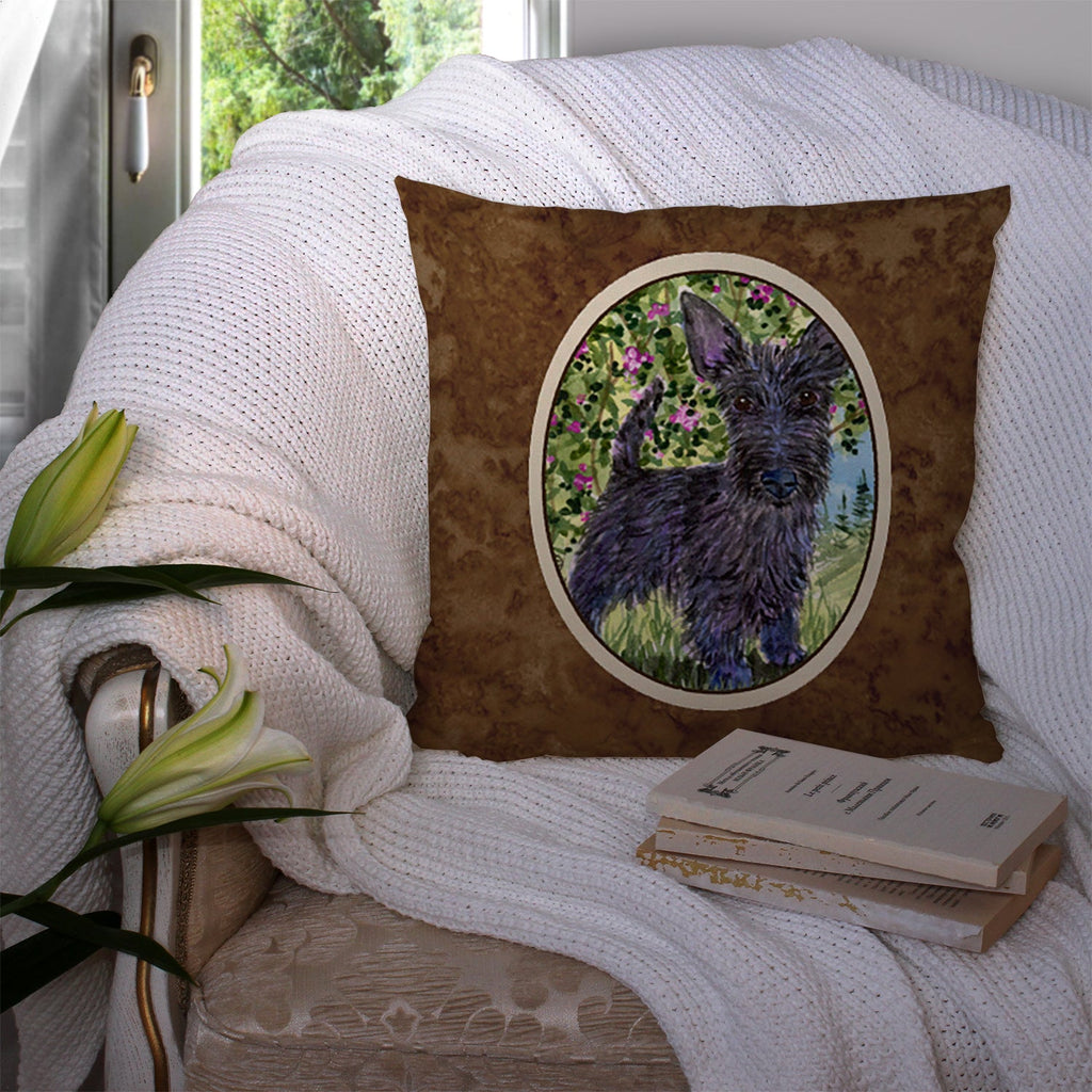 Scottish Terrier Decorative Throw Pillow 14x14 Indoor Outdoor Accent Cushion, Fabric Cover with Insert for Sofa, Bed, Porch & Living Room
