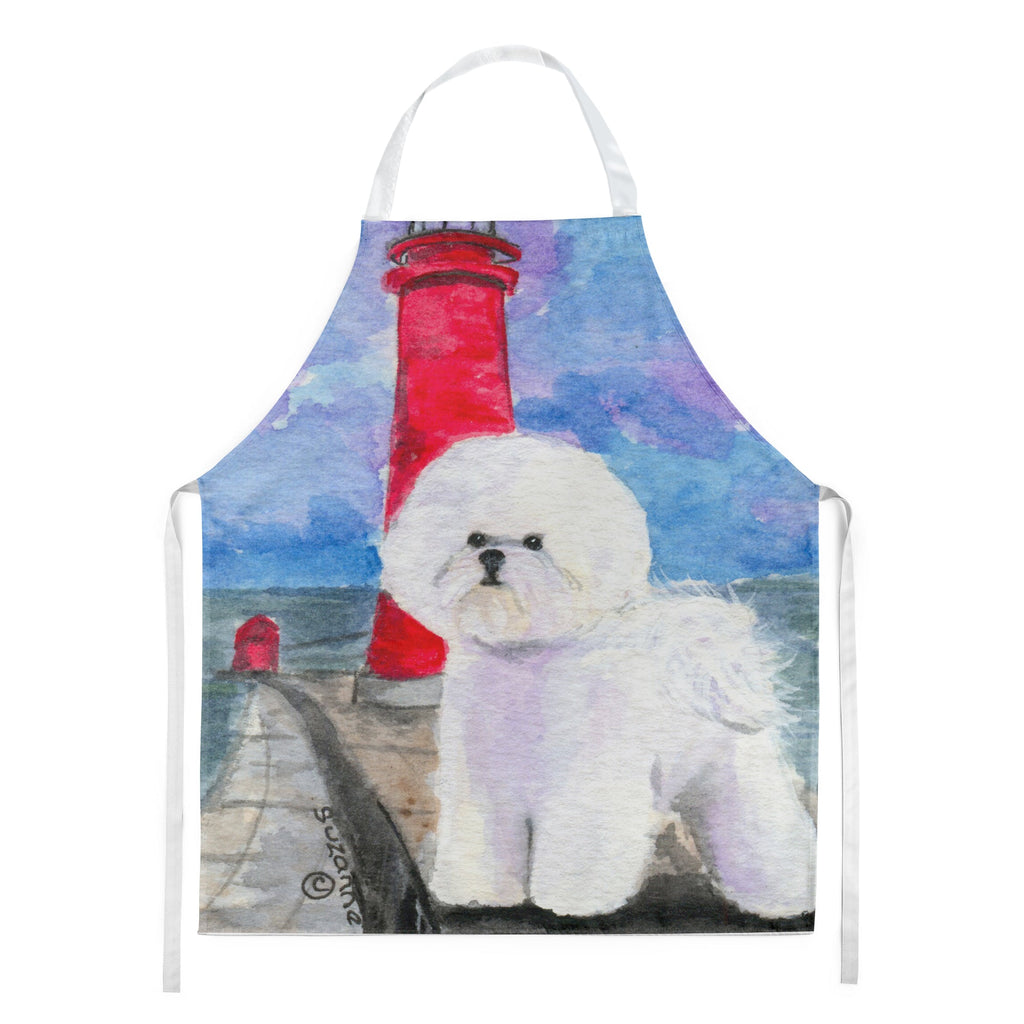 Lighthouse with Bichon Frise Apron Cooking Kitchen Server Baking Crafts Gardening for Adult Women Men, Unisex, Large, Multicolor