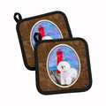 Lighthouse with Bichon Frise Pot Holder Set of 2 Heat Resistant Quilted Hot Pads 7.5 x 7.5 Inch, Insulated Kitchen Trivets for Cooking & Baking