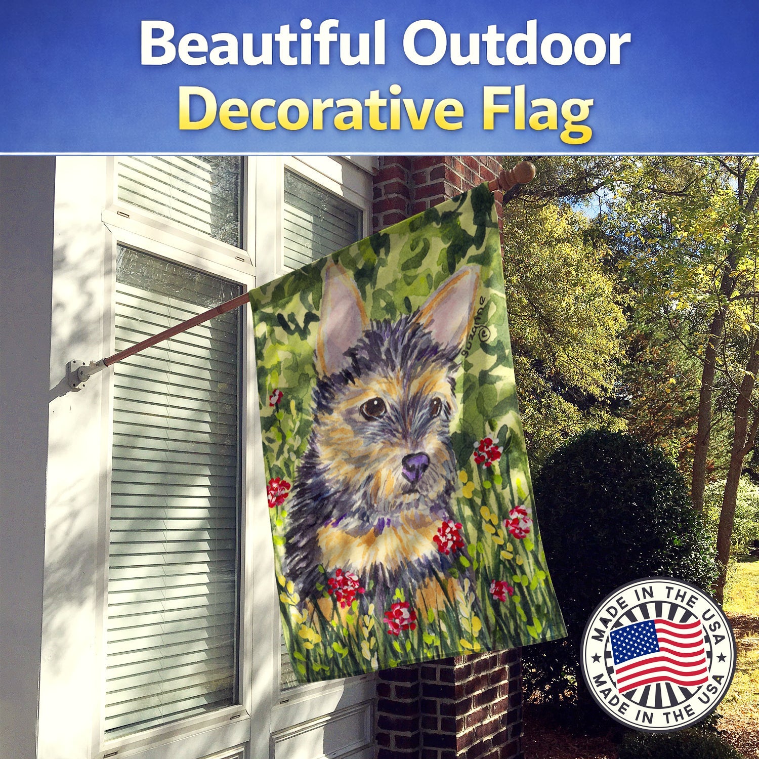 Norwich Terrier House Flag 28x40 Porch Sleeve Pole Decorative Outside Yard Banner Artwork Wall Hanging, Polyester