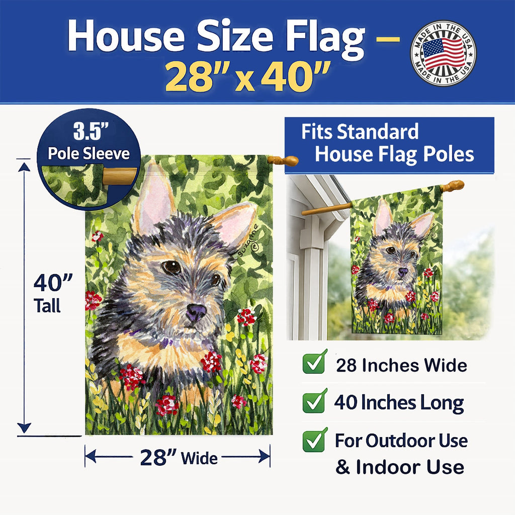 Norwich Terrier House Flag 28x40 Porch Sleeve Pole Decorative Outside Yard Banner Artwork Wall Hanging, Polyester