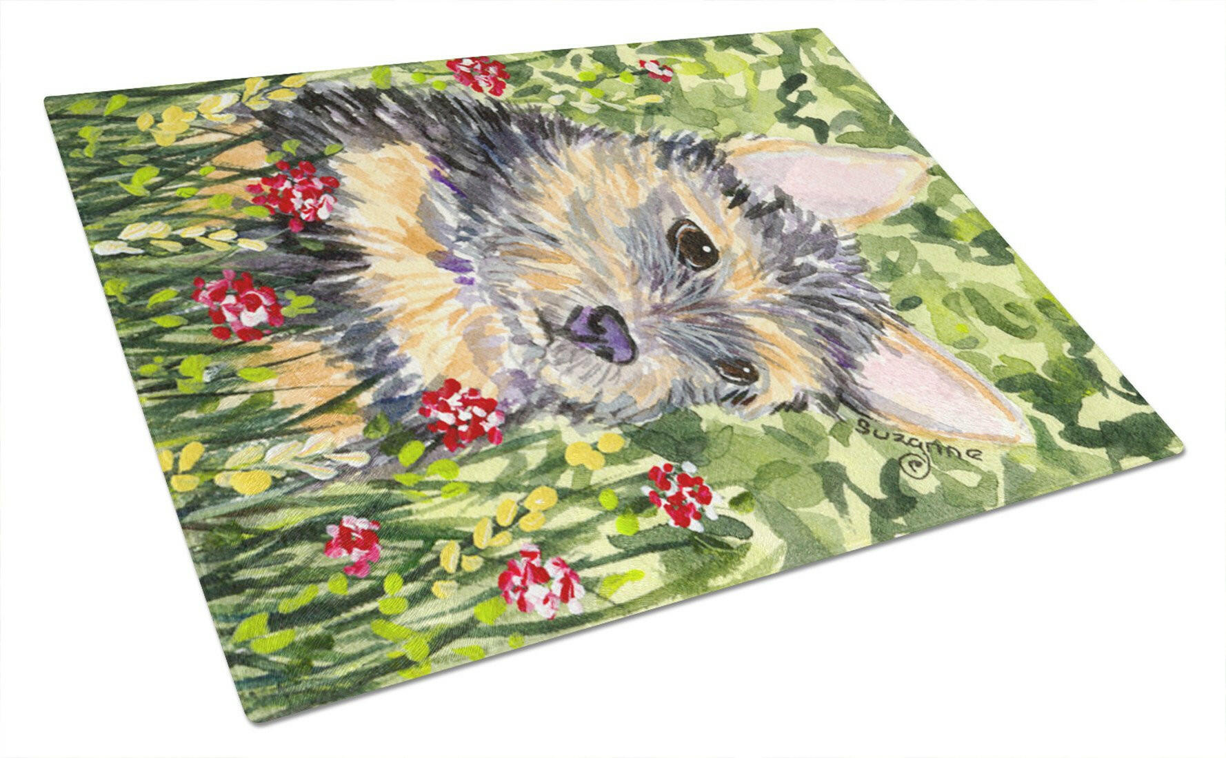 Norwich Terrier Cutting Board Tempered Glass Kitchen Cutting Surface, Heat Resistant Chopping, Non-Slip Feet, Food Prep & Serving
