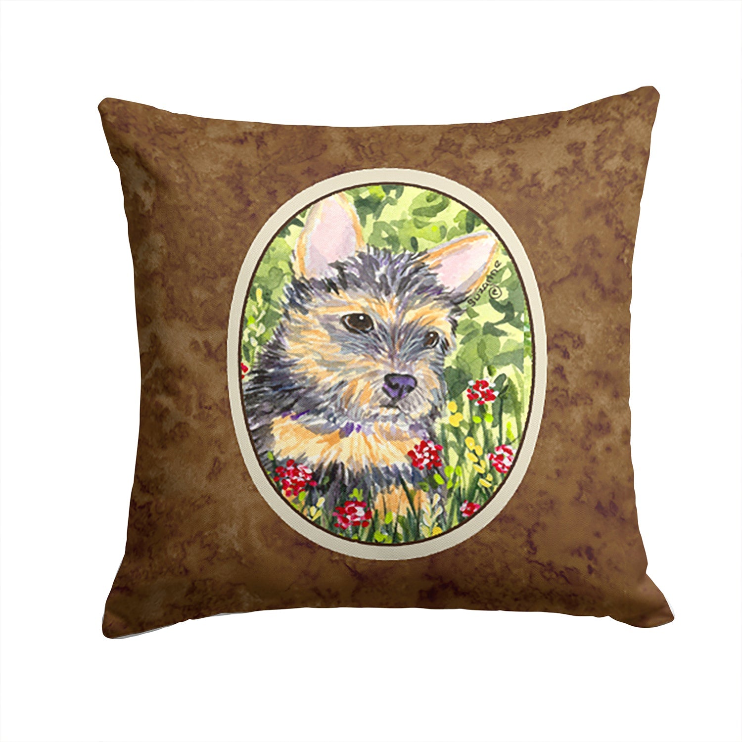 Norwich Terrier Decorative Throw Pillow 14x14 Indoor Outdoor Accent Cushion, Fabric Cover with Insert for Sofa, Bed, Porch & Living Room