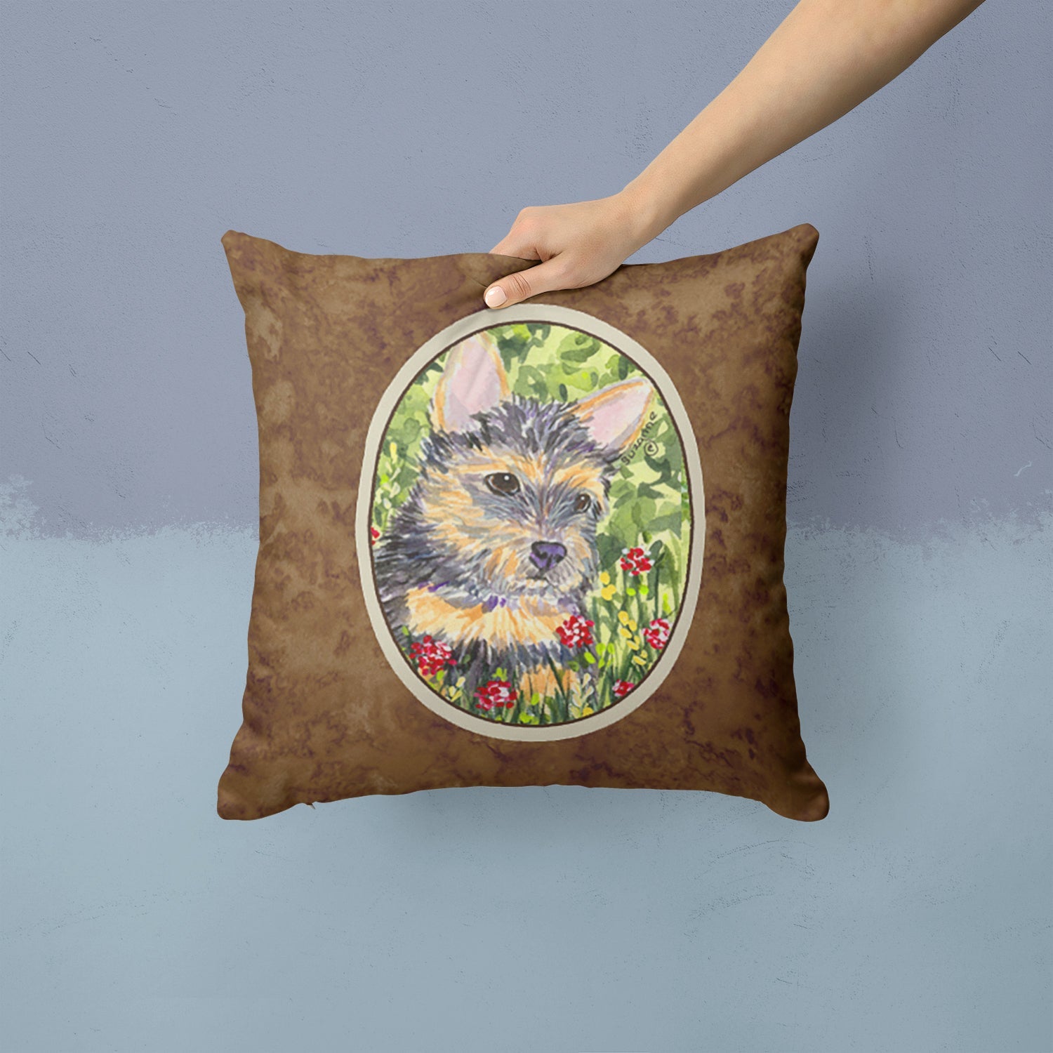 Norwich Terrier Decorative Throw Pillow 14x14 Indoor Outdoor Accent Cushion, Fabric Cover with Insert for Sofa, Bed, Porch & Living Room