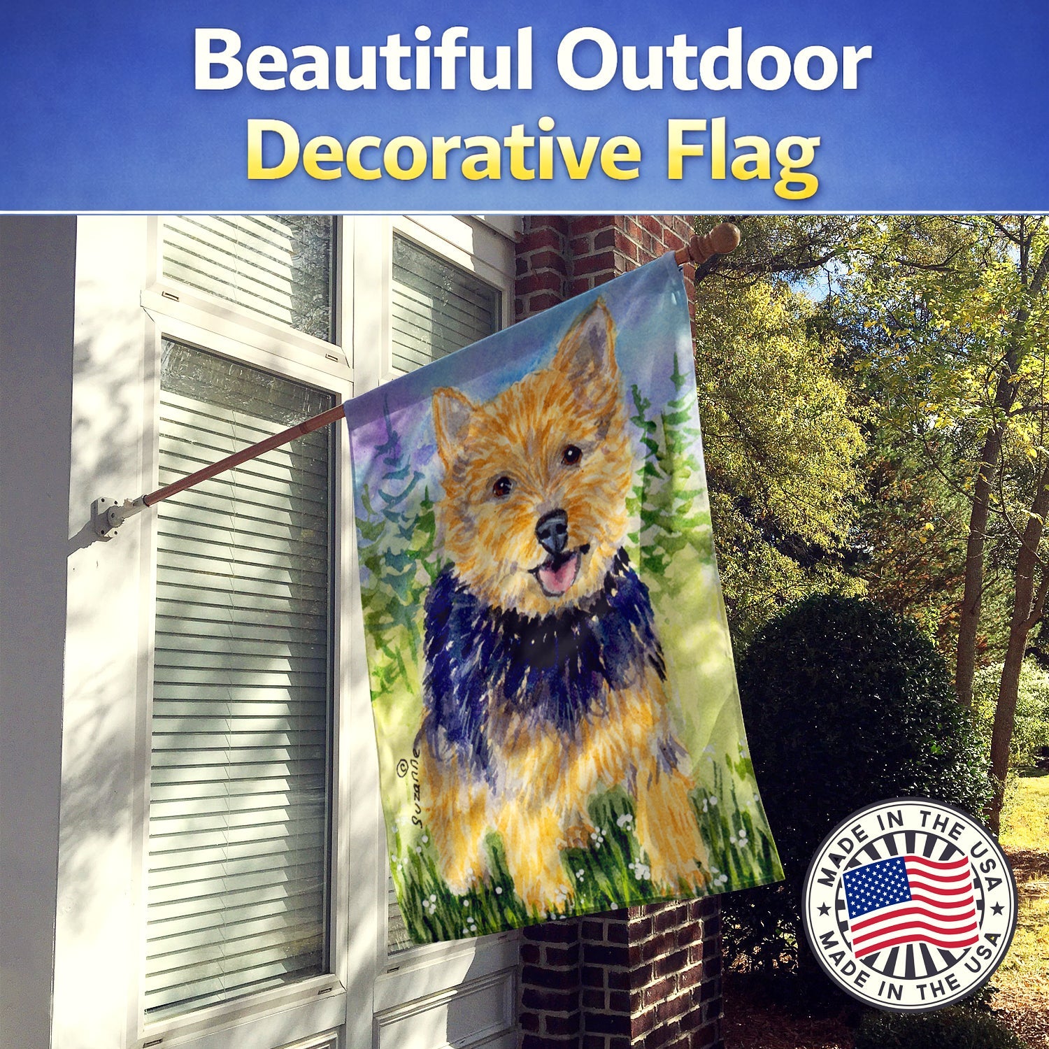 Norwich Terrier House Flag 28x40 Porch Sleeve Pole Decorative Outside Yard Banner Artwork Wall Hanging, Polyester