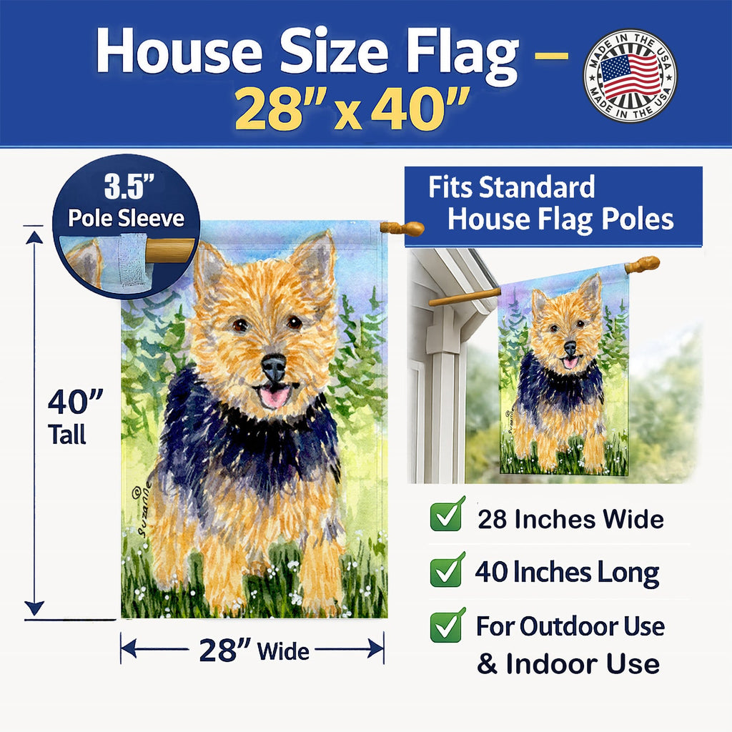 Norwich Terrier House Flag 28x40 Porch Sleeve Pole Decorative Outside Yard Banner Artwork Wall Hanging, Polyester