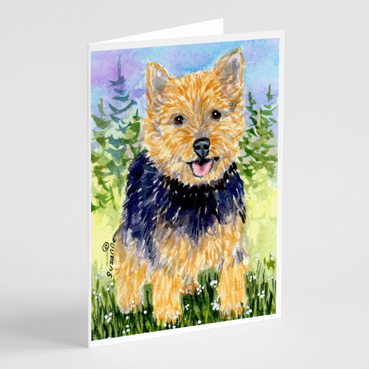 Norwich Terrier Greeting Cards Pack of 8 Blank Cards with Envelopes Whimsical A7 Size 5x7