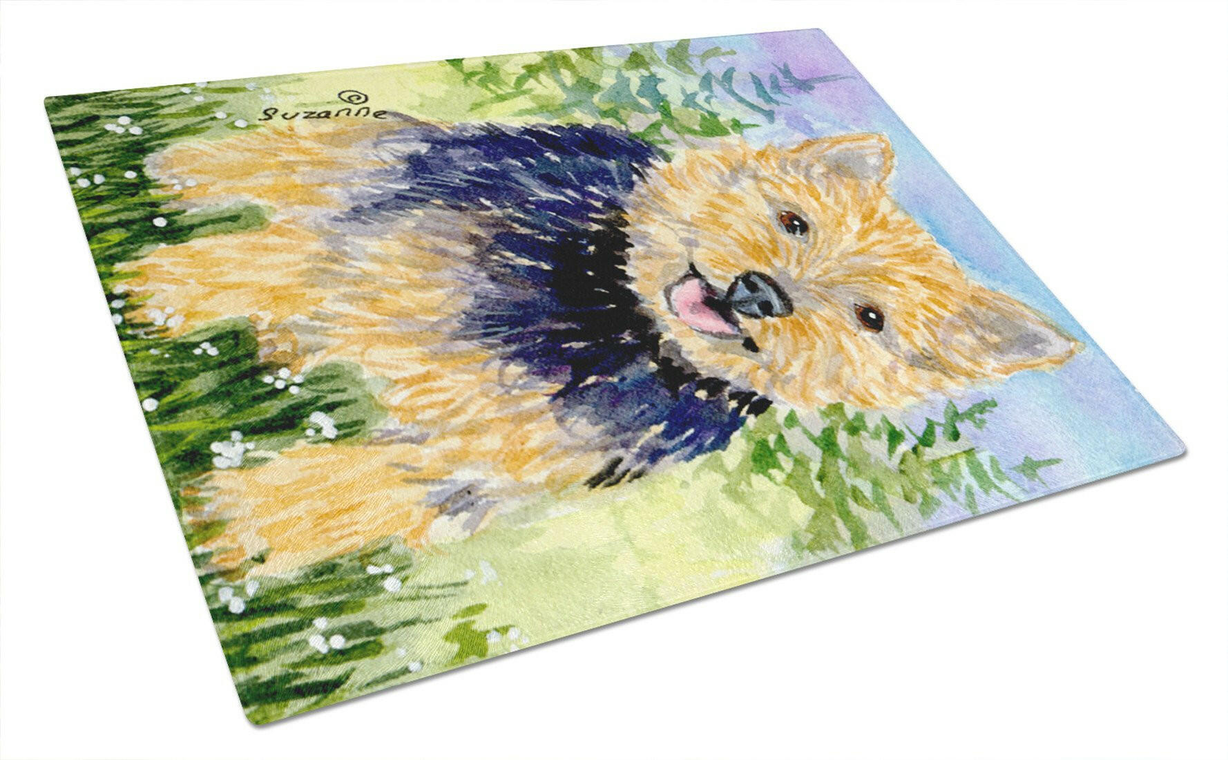 Norwich Terrier Cutting Board Tempered Glass Kitchen Cutting Surface, Heat Resistant Chopping, Non-Slip Feet, Food Prep & Serving
