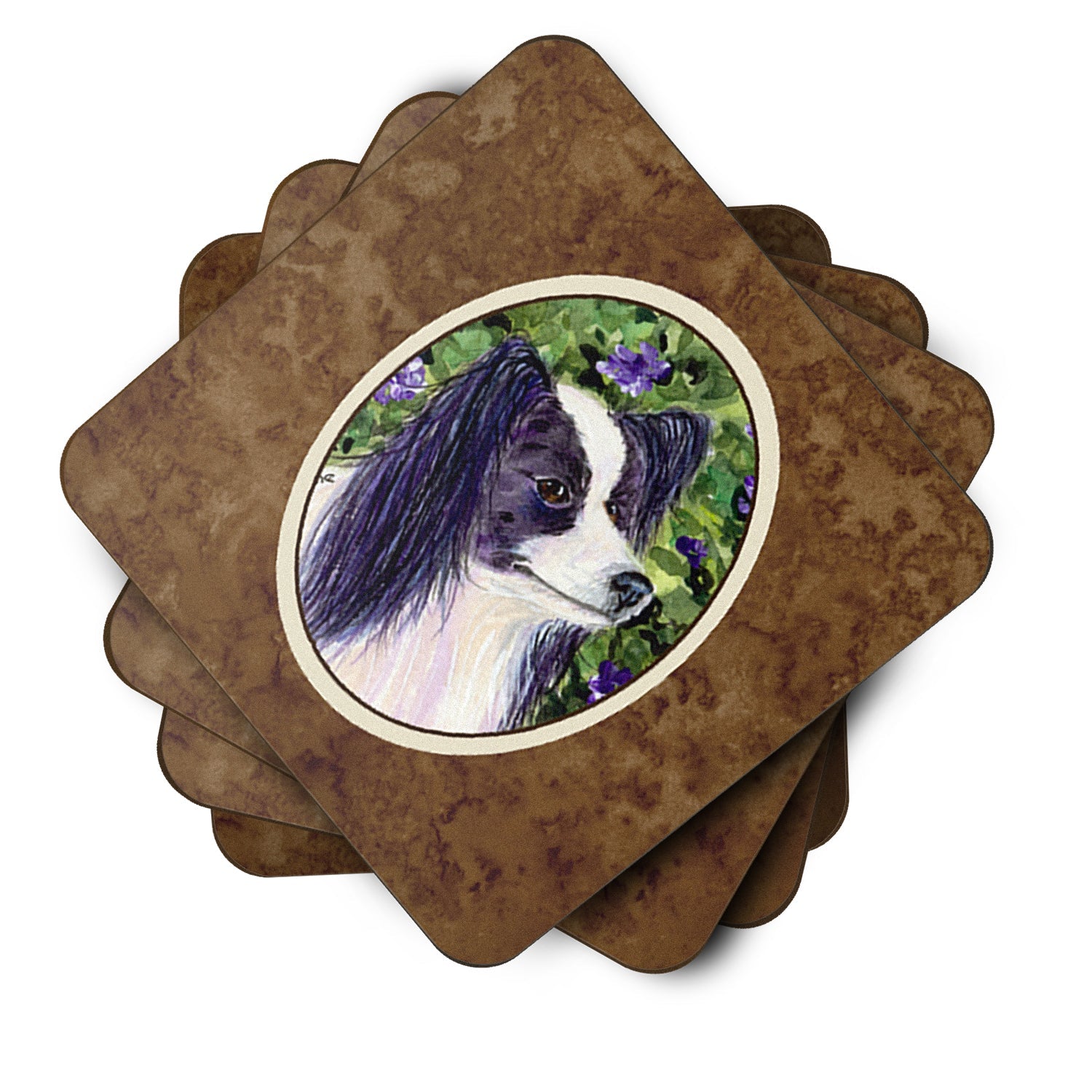Papillon Foam Coasters Set of 4 Cup Coasters for Indoor Outdoor, Tabletop Protection, Anti Slip, Mouse pad Material