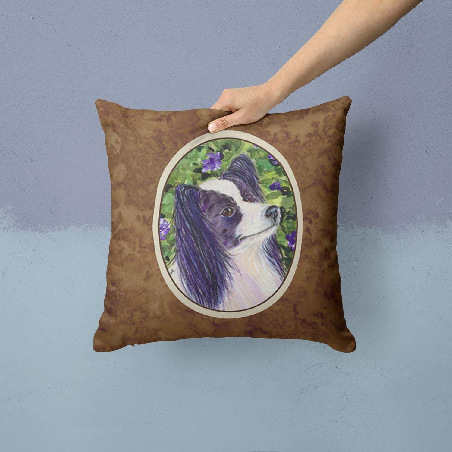 Papillon Decorative Throw Pillow 14x14 Indoor Outdoor Accent Cushion, Fabric Cover with Insert for Sofa, Bed, Porch & Living Room
