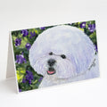 Bichon Frise Greeting Cards Pack of 8 Blank Cards with Envelopes Whimsical A7 Size 5x7
