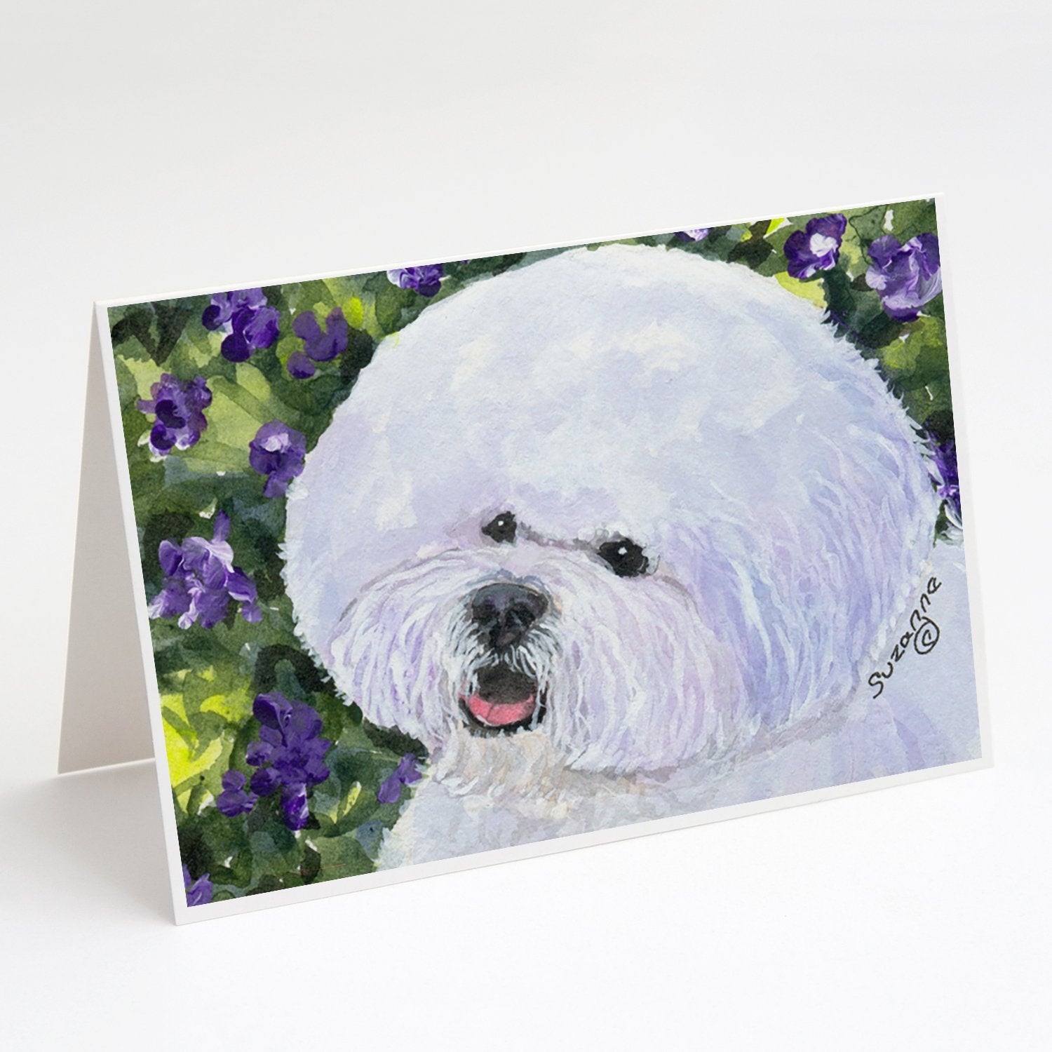 Bichon Frise Greeting Cards Pack of 8 Blank Cards with Envelopes Whimsical A7 Size 5x7