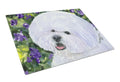Bichon Frise Cutting Board Tempered Glass Kitchen Cutting Surface, Heat Resistant Chopping, Non-Slip Feet, Food Prep & Serving