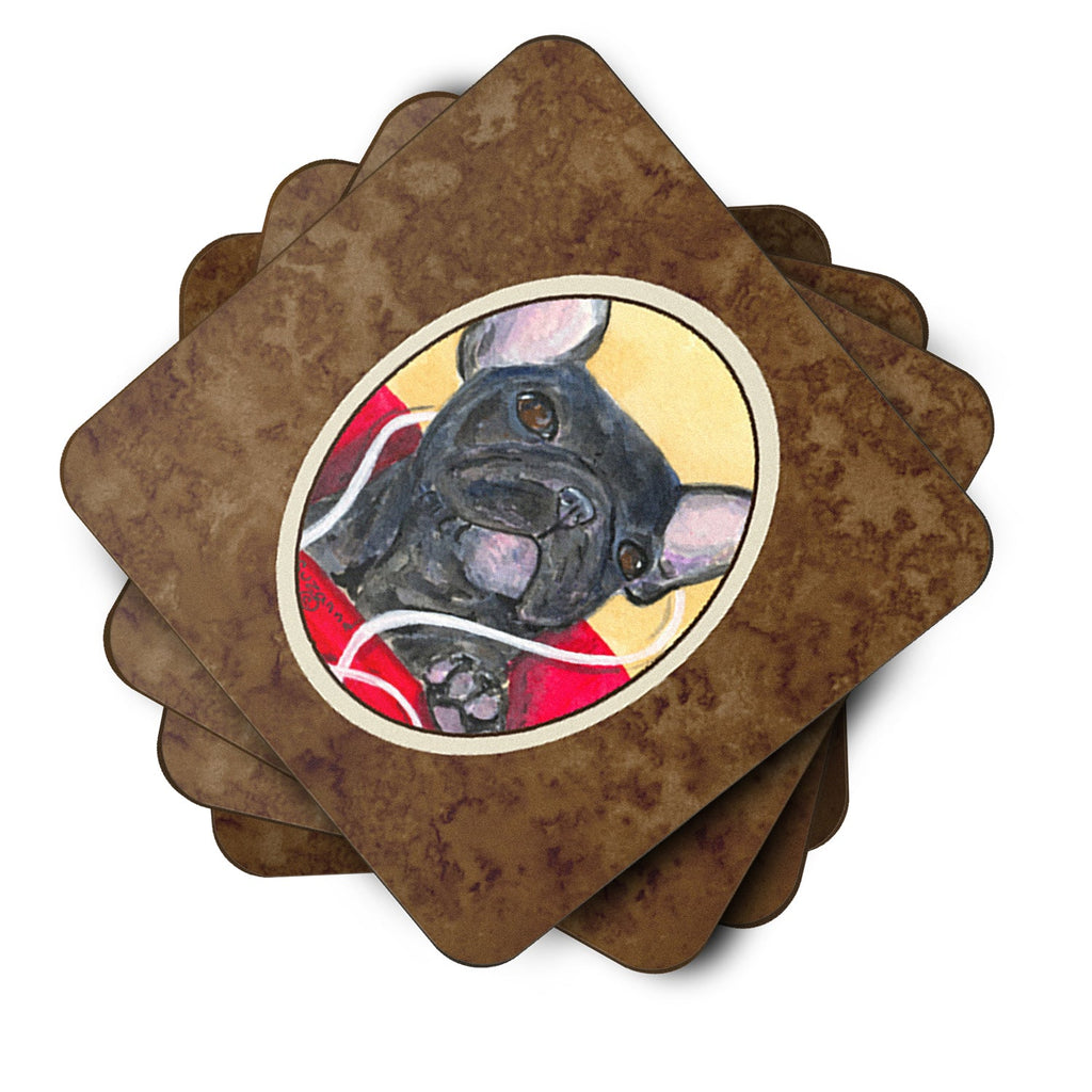 French Bulldog Foam Coasters Set of 4 Cup Coasters for Indoor Outdoor, Tabletop Protection, Anti Slip, Mouse pad Material