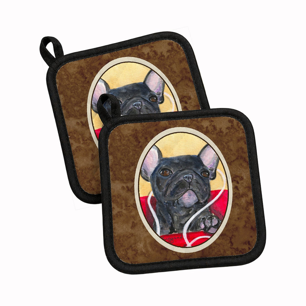 French Bulldog Pot Holder Set of 2 Heat Resistant Quilted Hot Pads 7.5 x 7.5 Inch, Insulated Kitchen Trivets for Cooking & Baking
