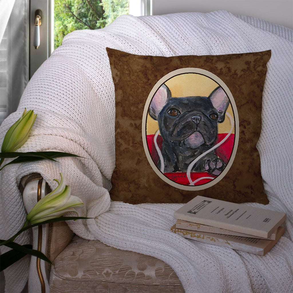 French Bulldog Decorative Throw Pillow 14x14 Indoor Outdoor Accent Cushion, Fabric Cover with Insert for Sofa, Bed, Porch & Living Room