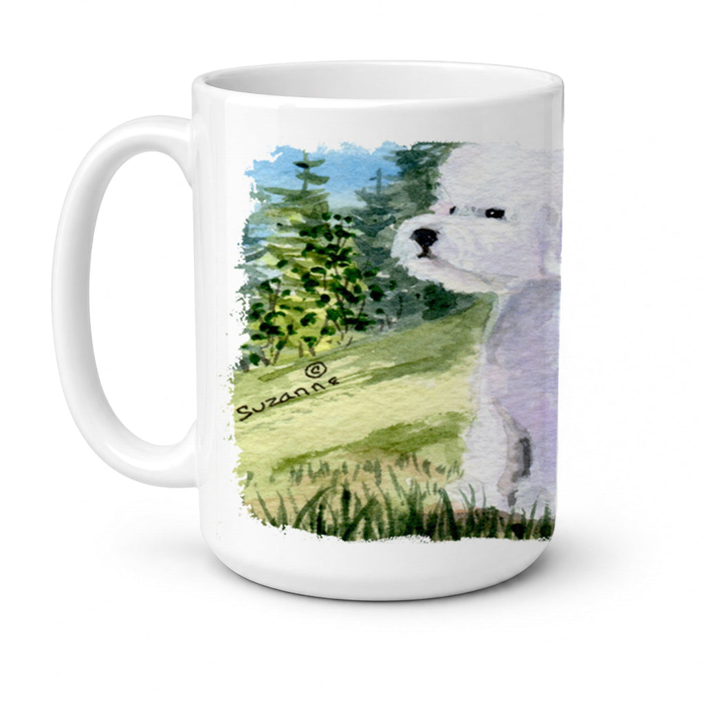 Bichon Frise Ceramic Coffee Mug 15 oz Decorative Large C Handle Mug Cup for Tea, Cocoa Hot Chocolate