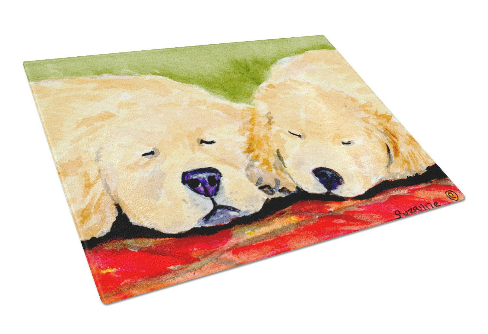 Golden Retriever Cutting Board Tempered Glass Kitchen Cutting Surface, Heat Resistant Chopping, Non-Slip Feet, Food Prep & Serving