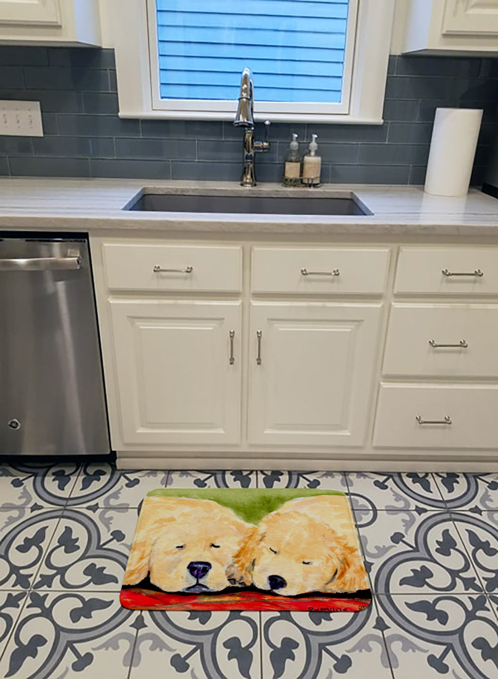 Golden Retriever Memory Foam Kitchen Mat Machine Washable Anti-Fatigue Cushion Comfort Bath or Kitchen Rug