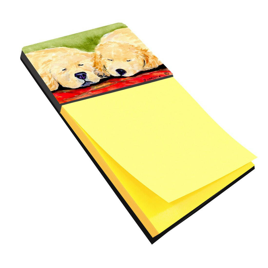Golden Retriever Watercolor Sticky Note Holder Refillable Dispenser Desk Accessory 3x3 Pad Gift