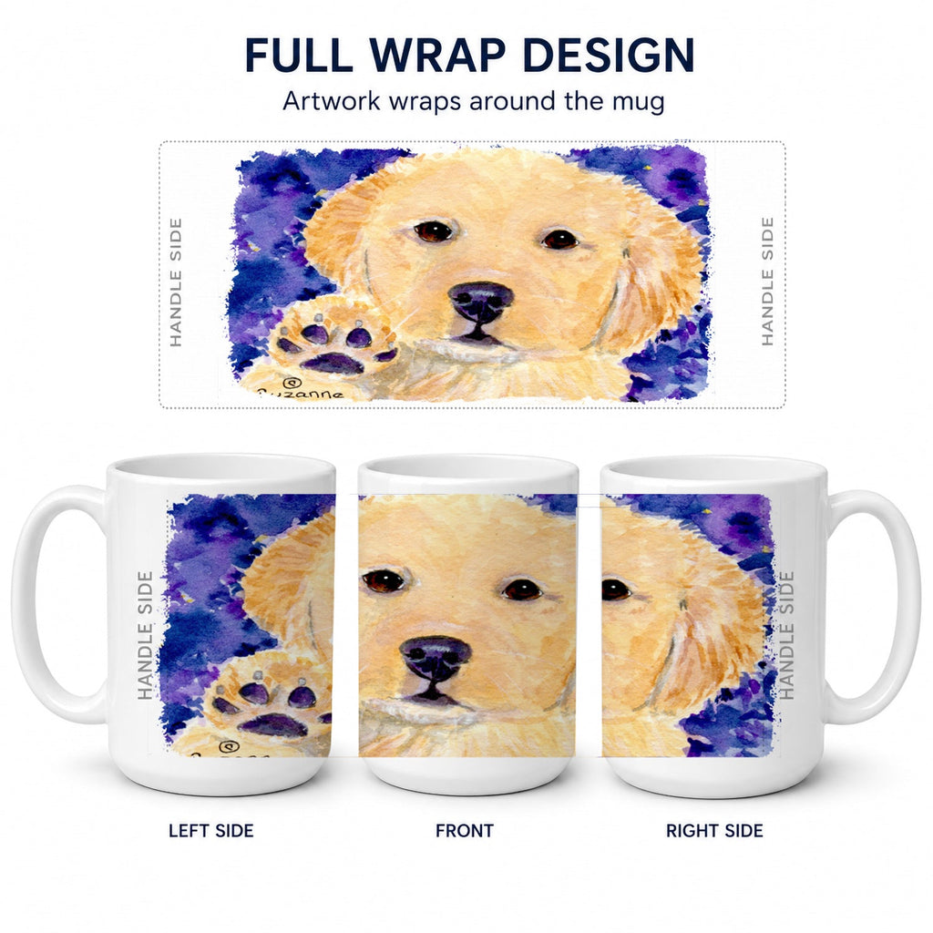 Golden Retriever Ceramic Coffee Mug 15 oz Decorative Large C Handle Mug Cup for Tea, Cocoa Hot Chocolate