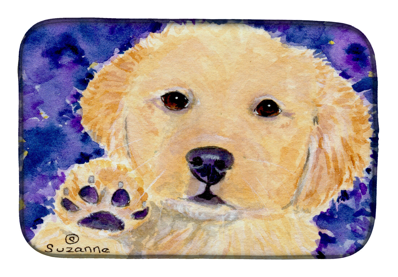 Golden Retriever Dish Drying Mat Absorbent Dish Drying Mat Pad for Kitchen Counter Dish Drainer Mat for Countertop, 14 x 21", Multicolor
