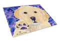 Golden Retriever Cutting Board Tempered Glass Kitchen Cutting Surface, Heat Resistant Chopping, Non-Slip Feet, Food Prep & Serving