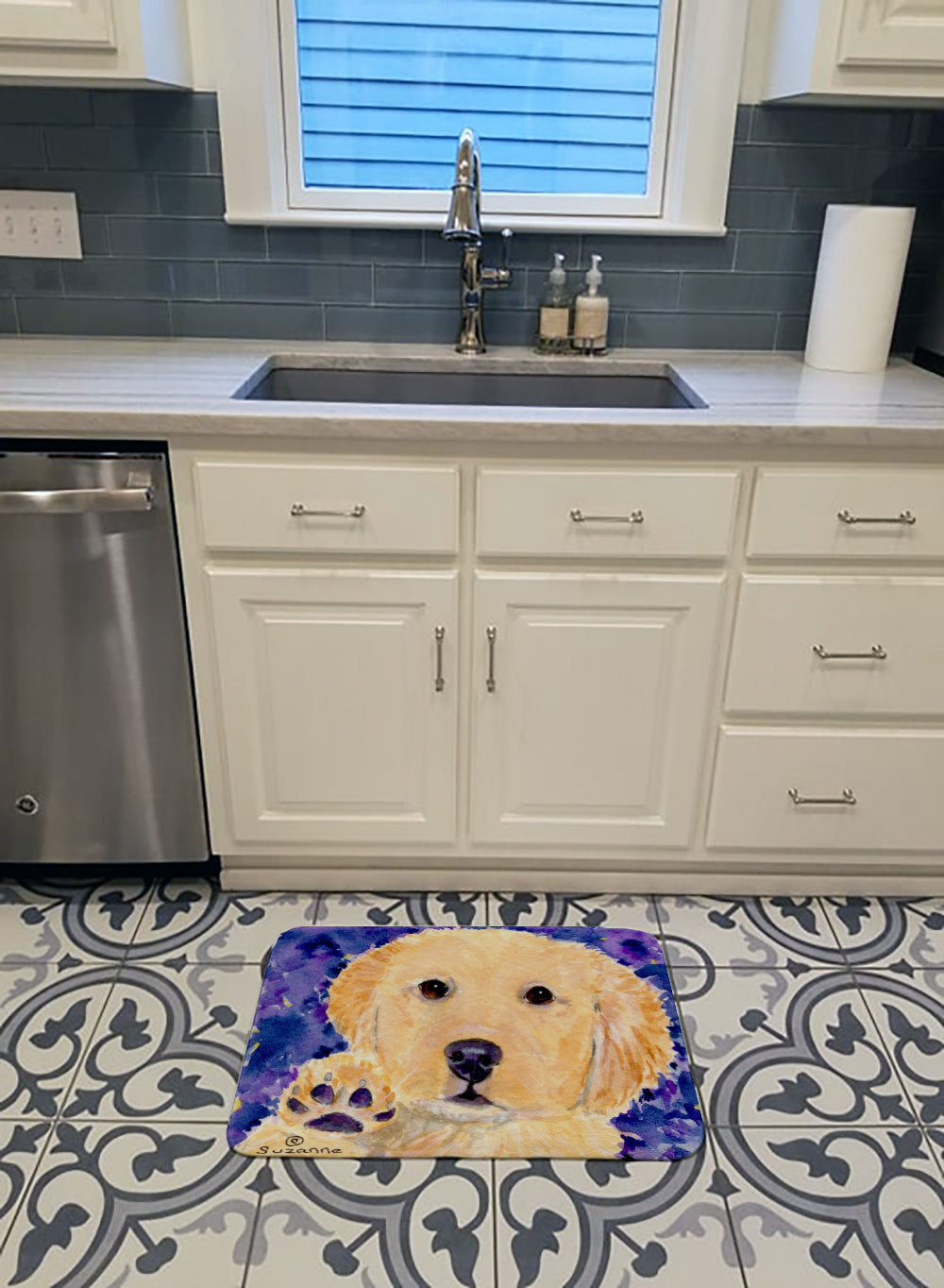 Golden Retriever Memory Foam Kitchen Mat Machine Washable Anti-Fatigue Cushion Comfort Bath or Kitchen Rug